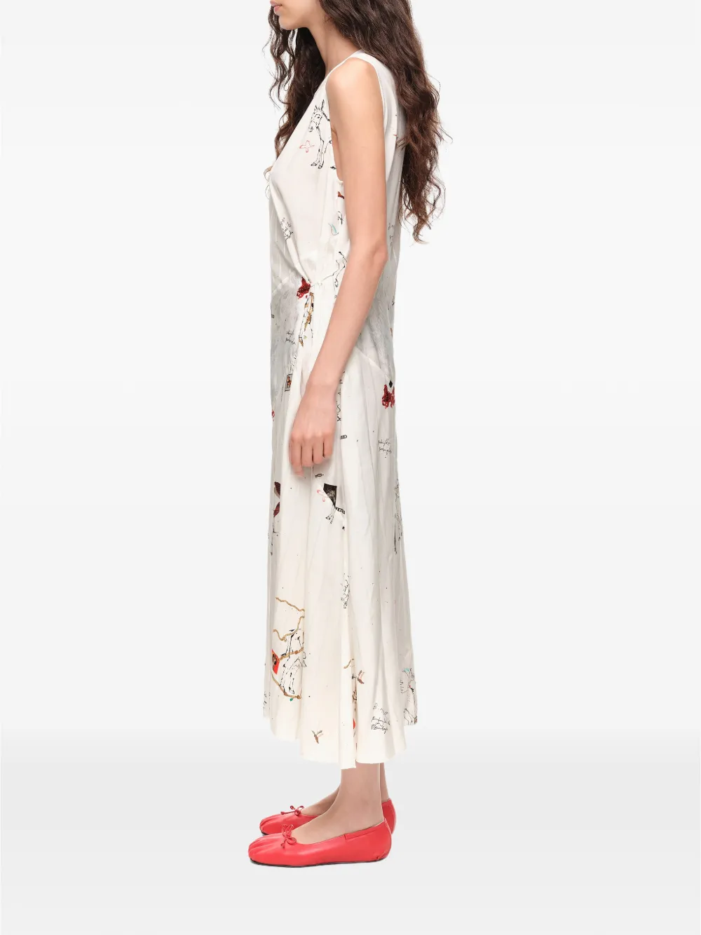 BIMBA Y LOLA Mouwloze midi-jurk met ketting Wit