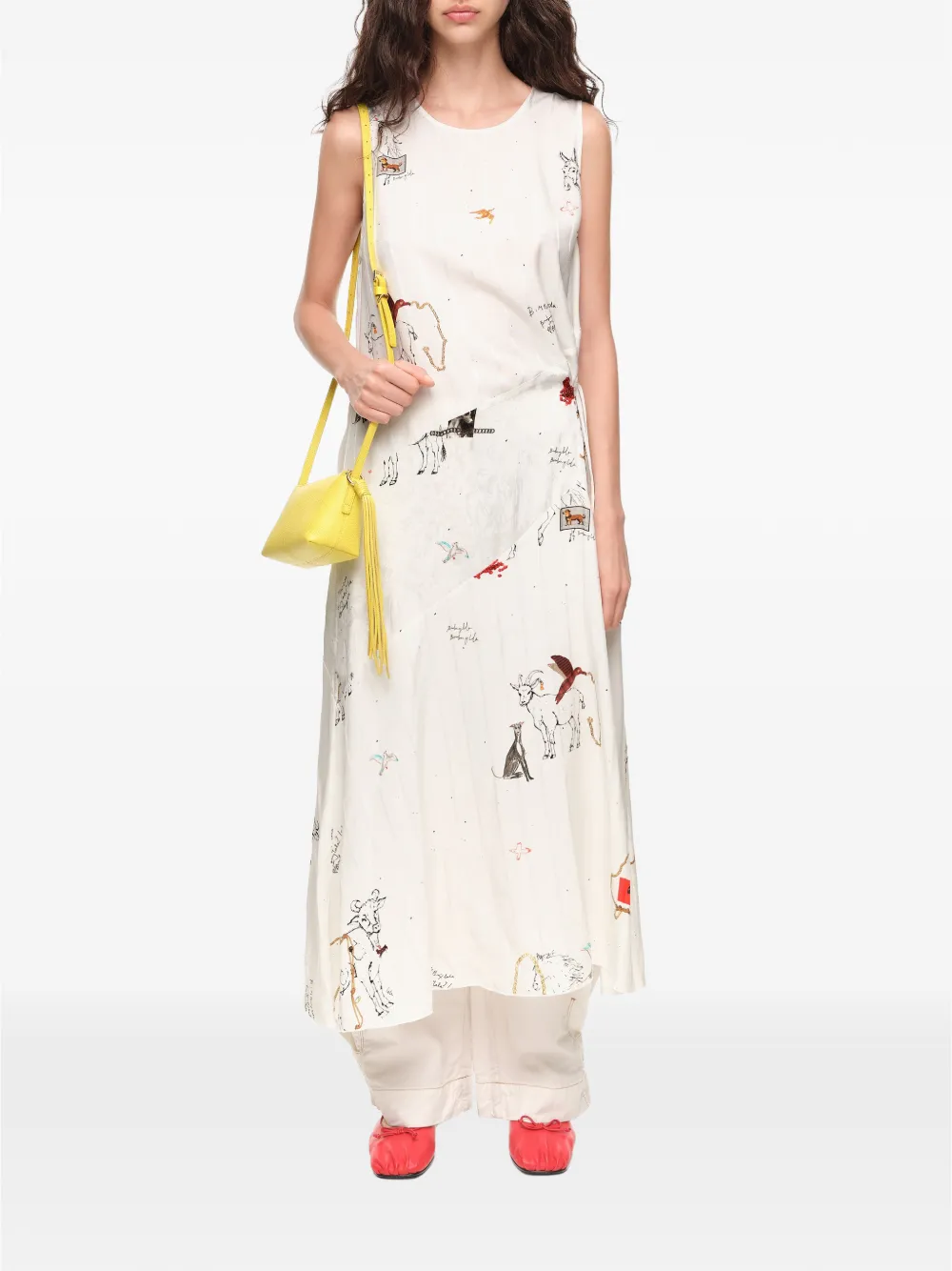 BIMBA Y LOLA Mouwloze midi-jurk met ketting Wit