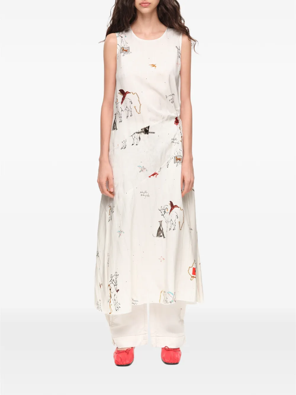 BIMBA Y LOLA Mouwloze midi-jurk met ketting Wit