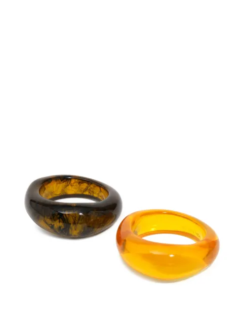 BIMBA Y LOLA  set of 2 olive and yellow amber-effect resin bracelets