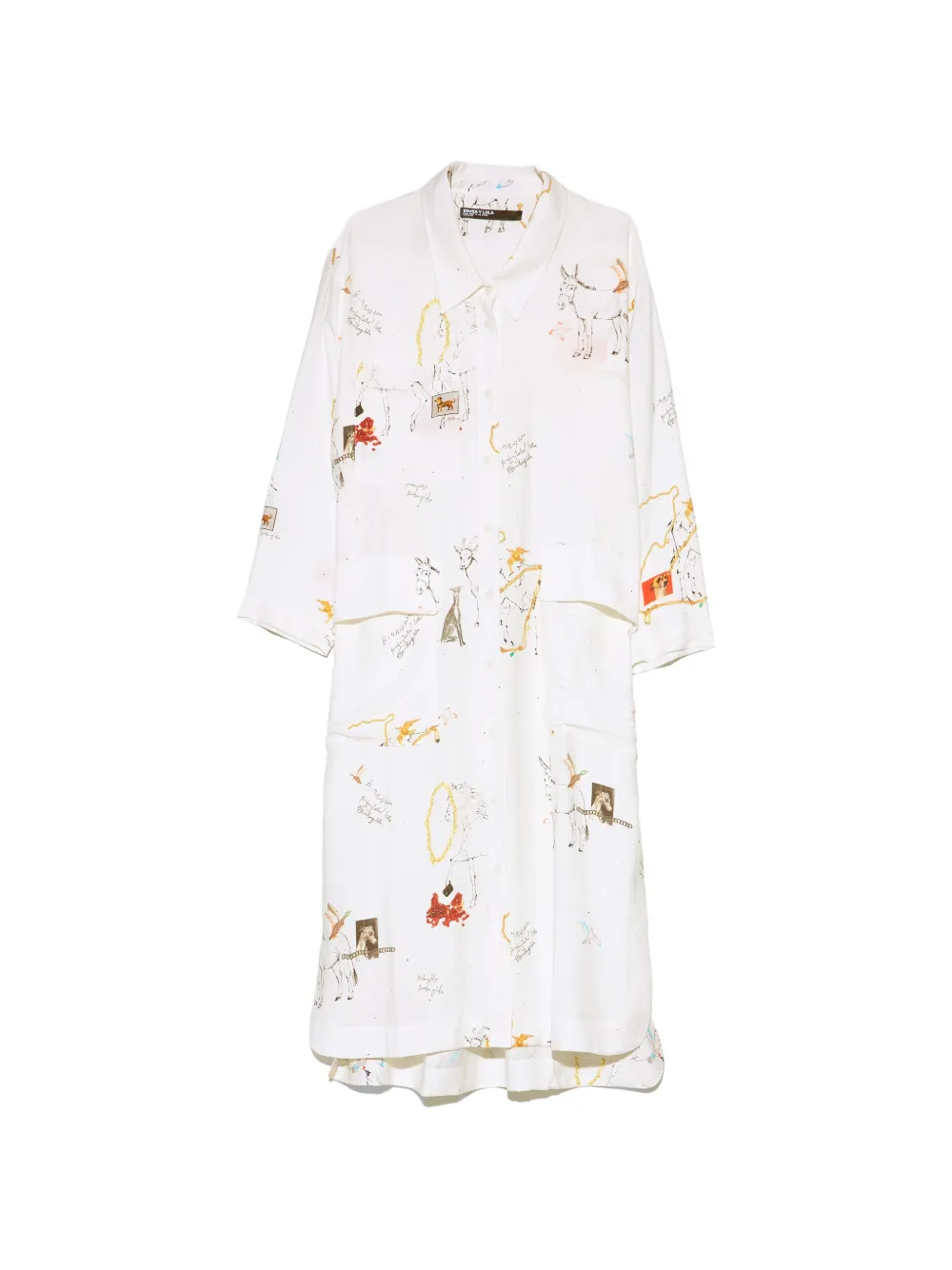 BIMBA Y LOLA collage animal chain midi shirt dress