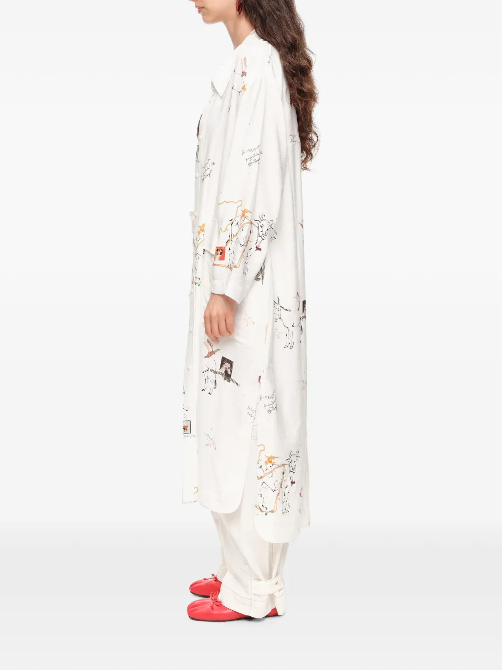 BIMBA Y LOLA Collage Animal midi-blousejurk met ketting Wit