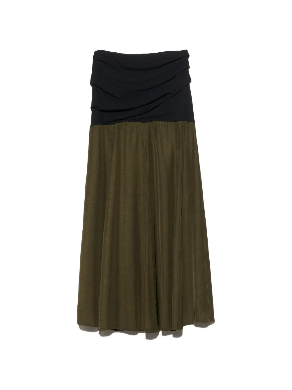 BIMBA Y LOLA two-tone gathered A-line skirt in black and khaki - Verde
