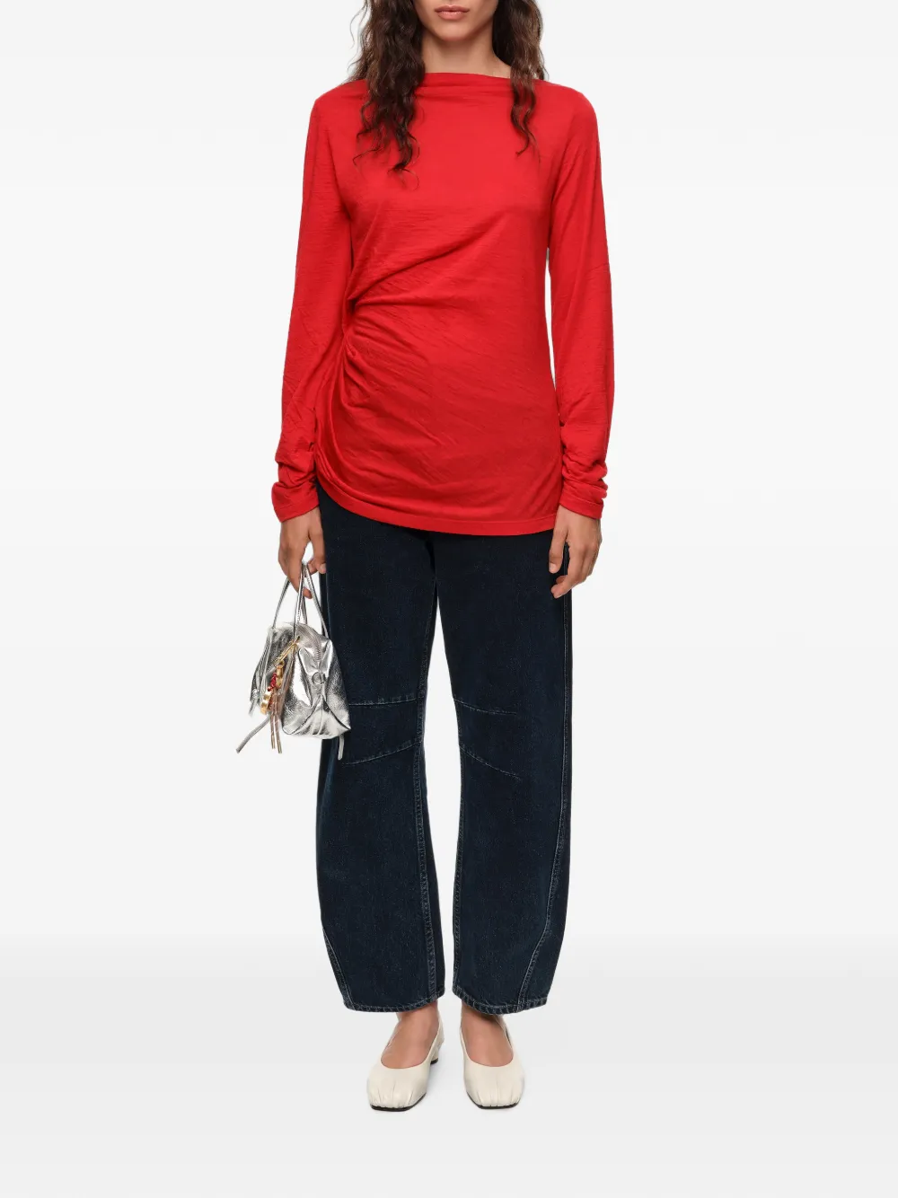 BIMBA Y LOLA Wollen T-shirt met geknoopt detail Rood