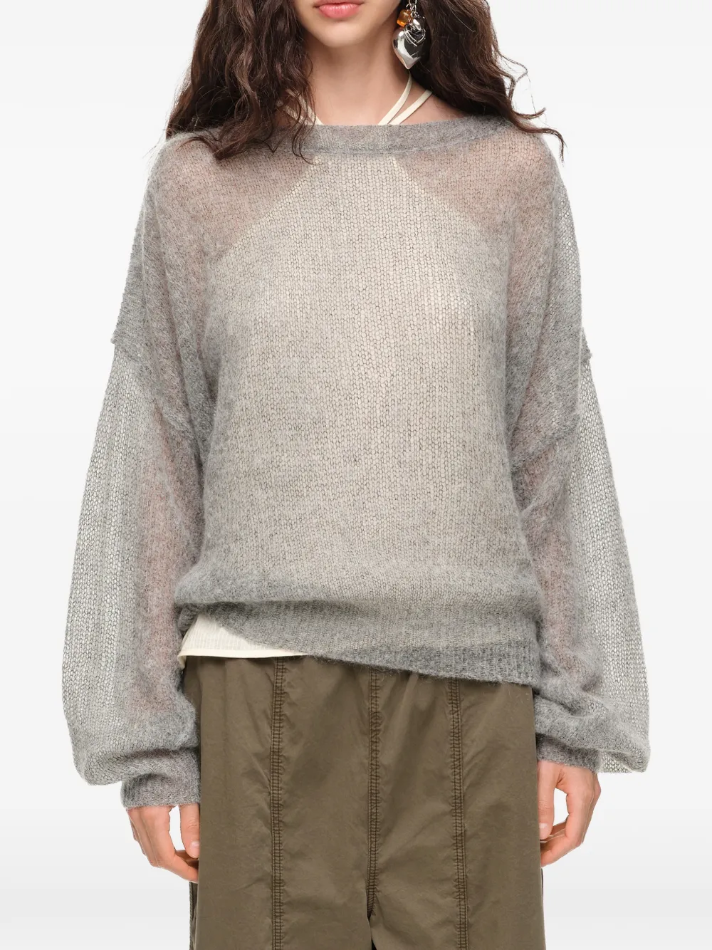 BIMBA Y LOLA Mohair trui met boothals Grijs