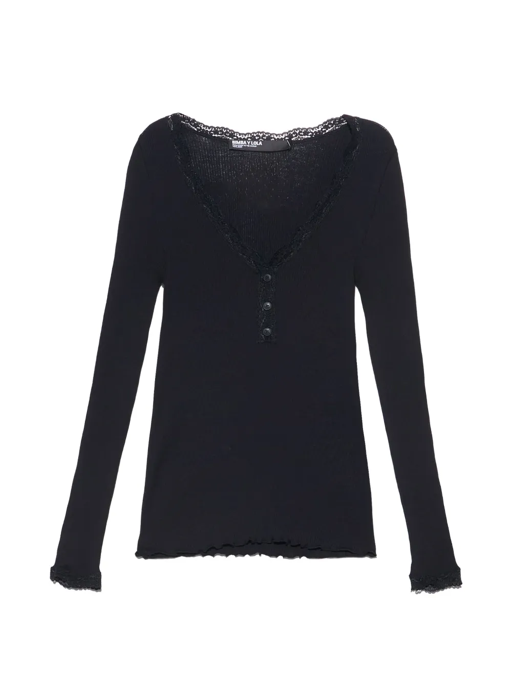 BIMBA Y LOLA black ribbed V-neck T-shirt