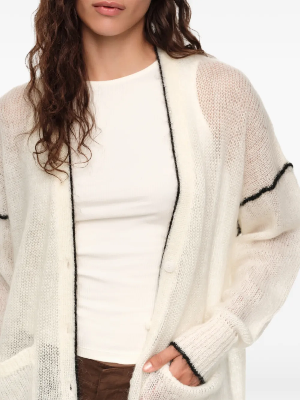 BIMBA Y LOLA Mohair vest met contrasterende details Wit