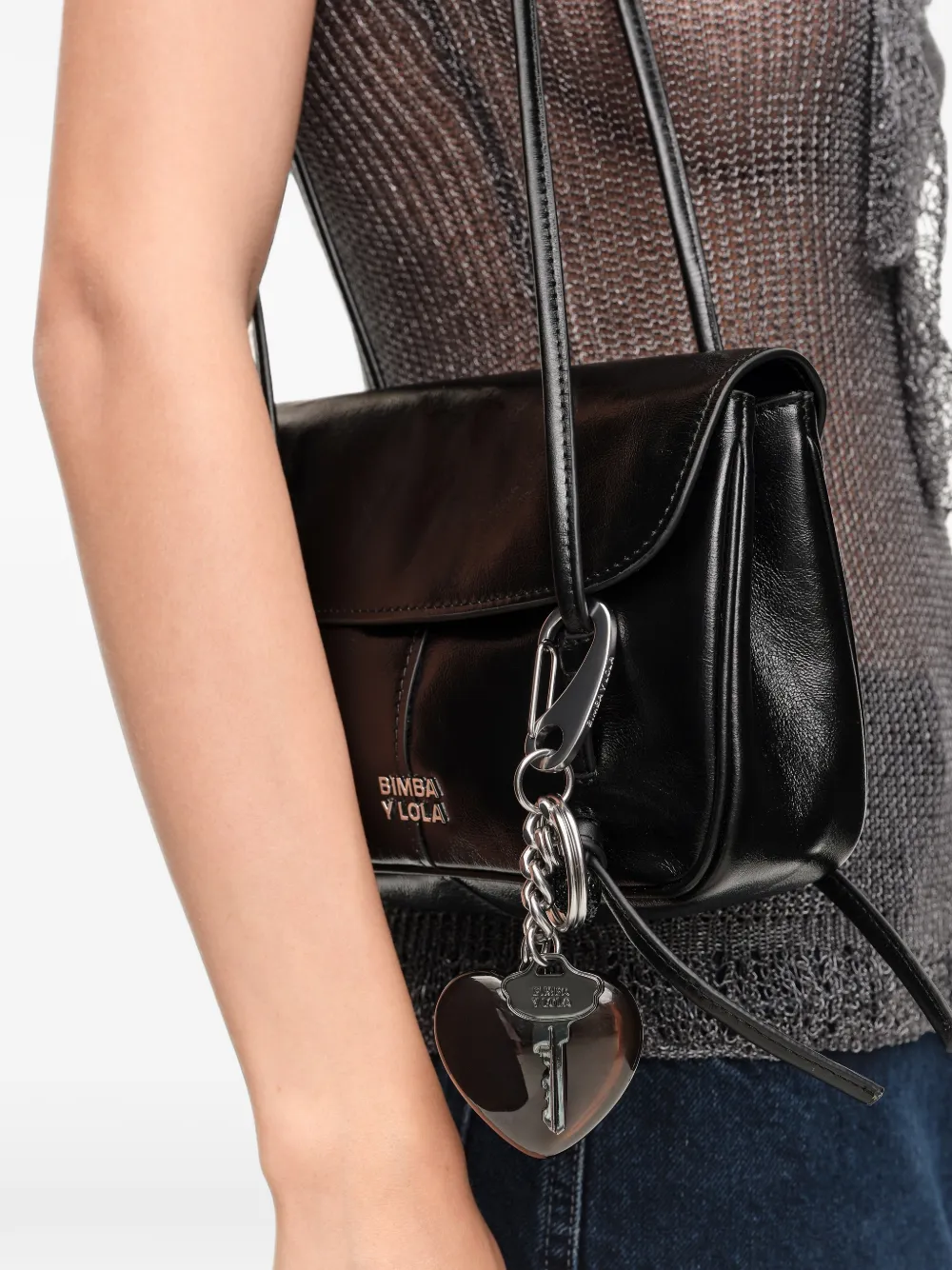 BIMBA Y LOLA Metalen sleutelhanger met sleutel en hart Zilver