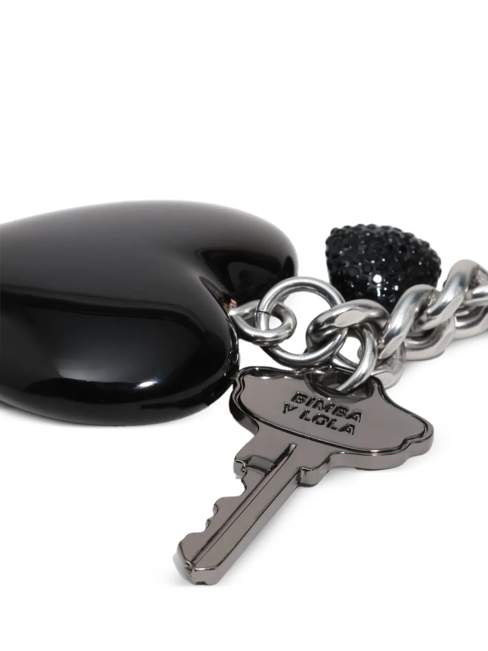 BIMBA Y LOLA Metalen sleutelhanger met sleutel en hart Zilver