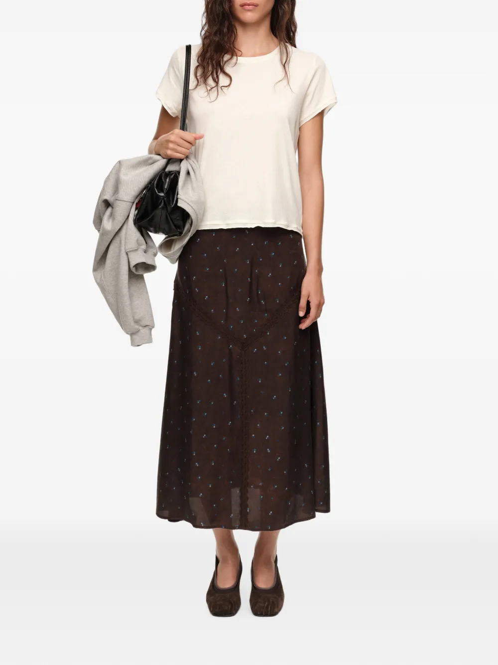 BIMBA Y LOLA Romantic Sweet rok met A-lijn en kant Bruin