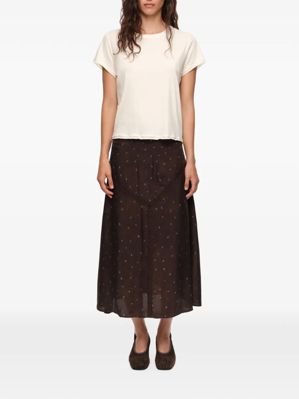 BIMBA Y LOLA Romantic Sweet rok met A-lijn en kant Bruin