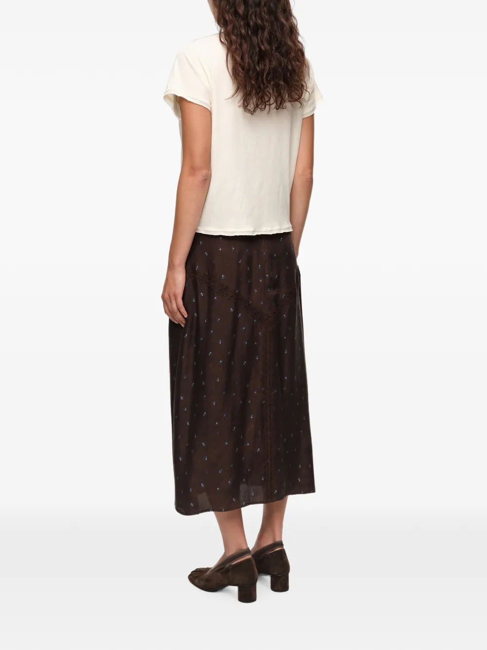 BIMBA Y LOLA Romantic Sweet rok met A-lijn en kant Bruin