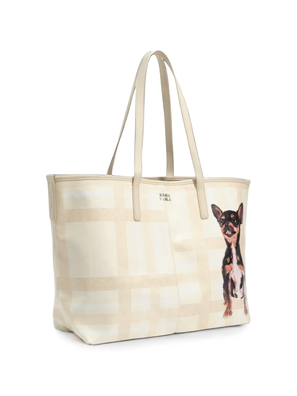 BIMBA Y LOLA Grote Ivory Tartan shopper Beige