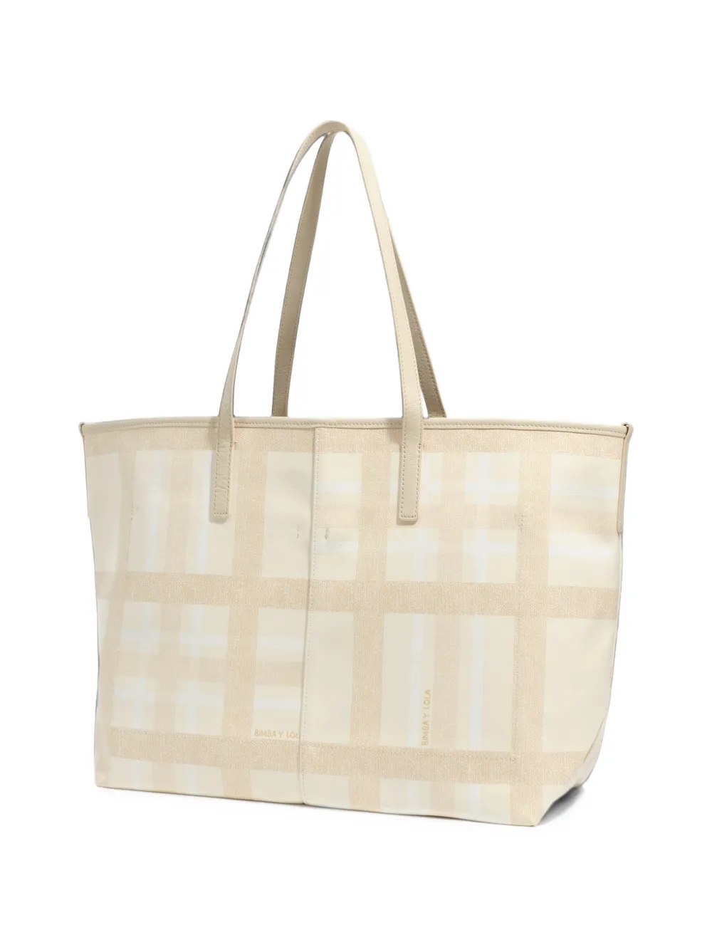 BIMBA Y LOLA Grote Ivory Tartan shopper Beige