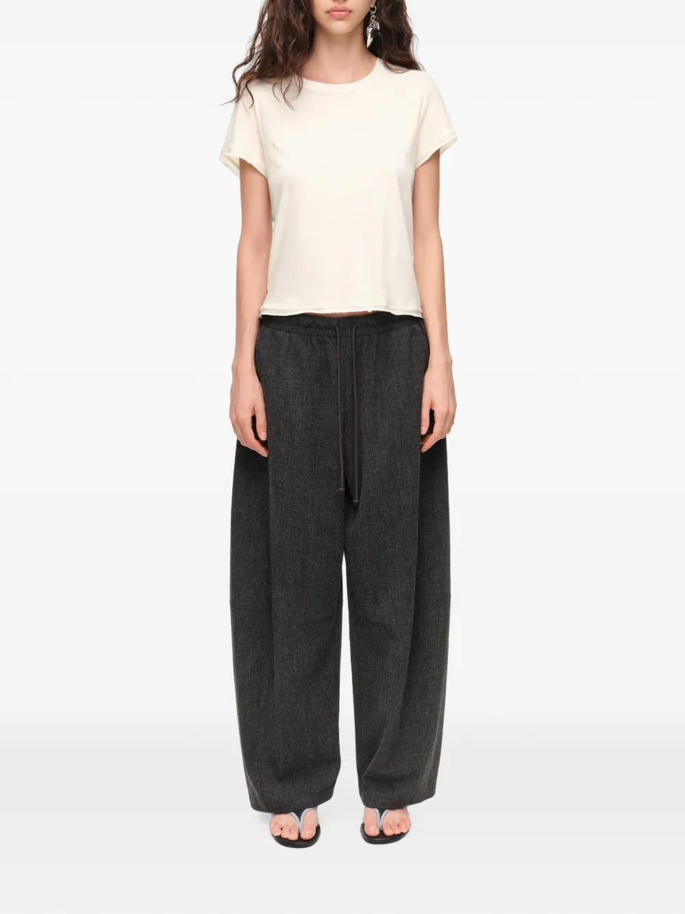 BIMBA Y LOLA Donkergrijze melange ribfluwelen broek Grijs