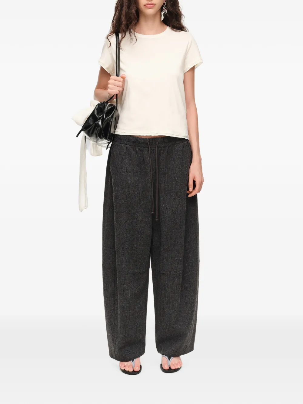 BIMBA Y LOLA Donkergrijze melange ribfluwelen broek Grijs