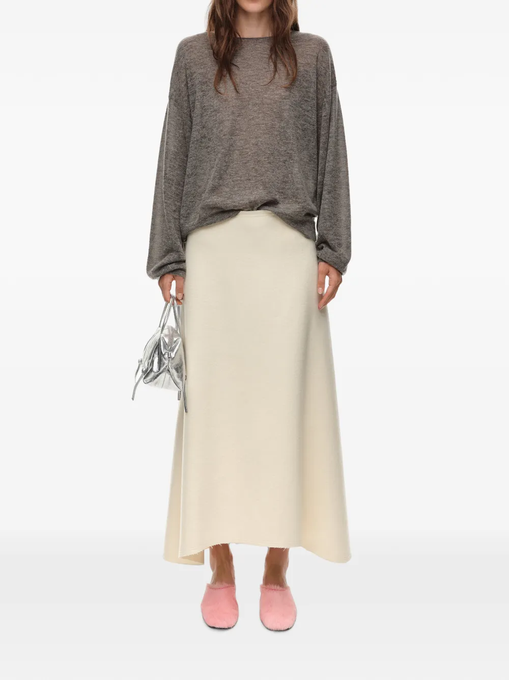 BIMBA Y LOLA double-sided wool skirt A-line ivory Beige