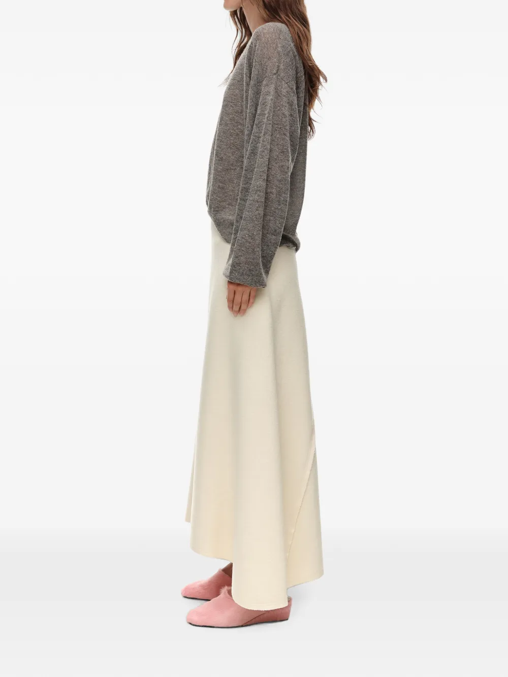 BIMBA Y LOLA double-sided wool skirt A-line ivory Beige