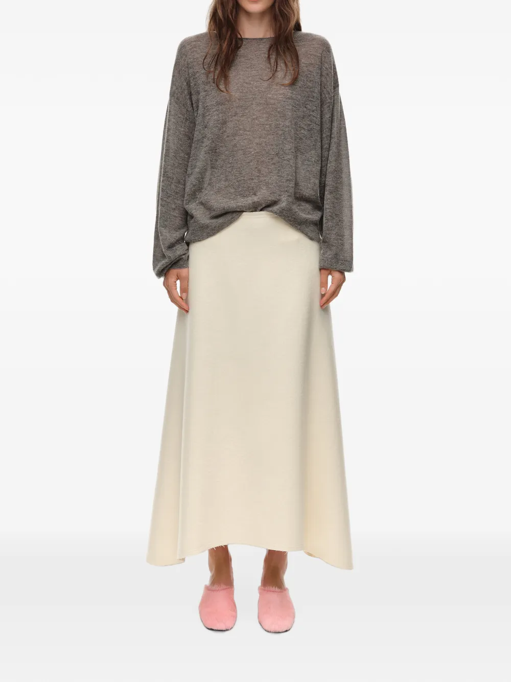 BIMBA Y LOLA double-sided wool skirt A-line ivory Beige