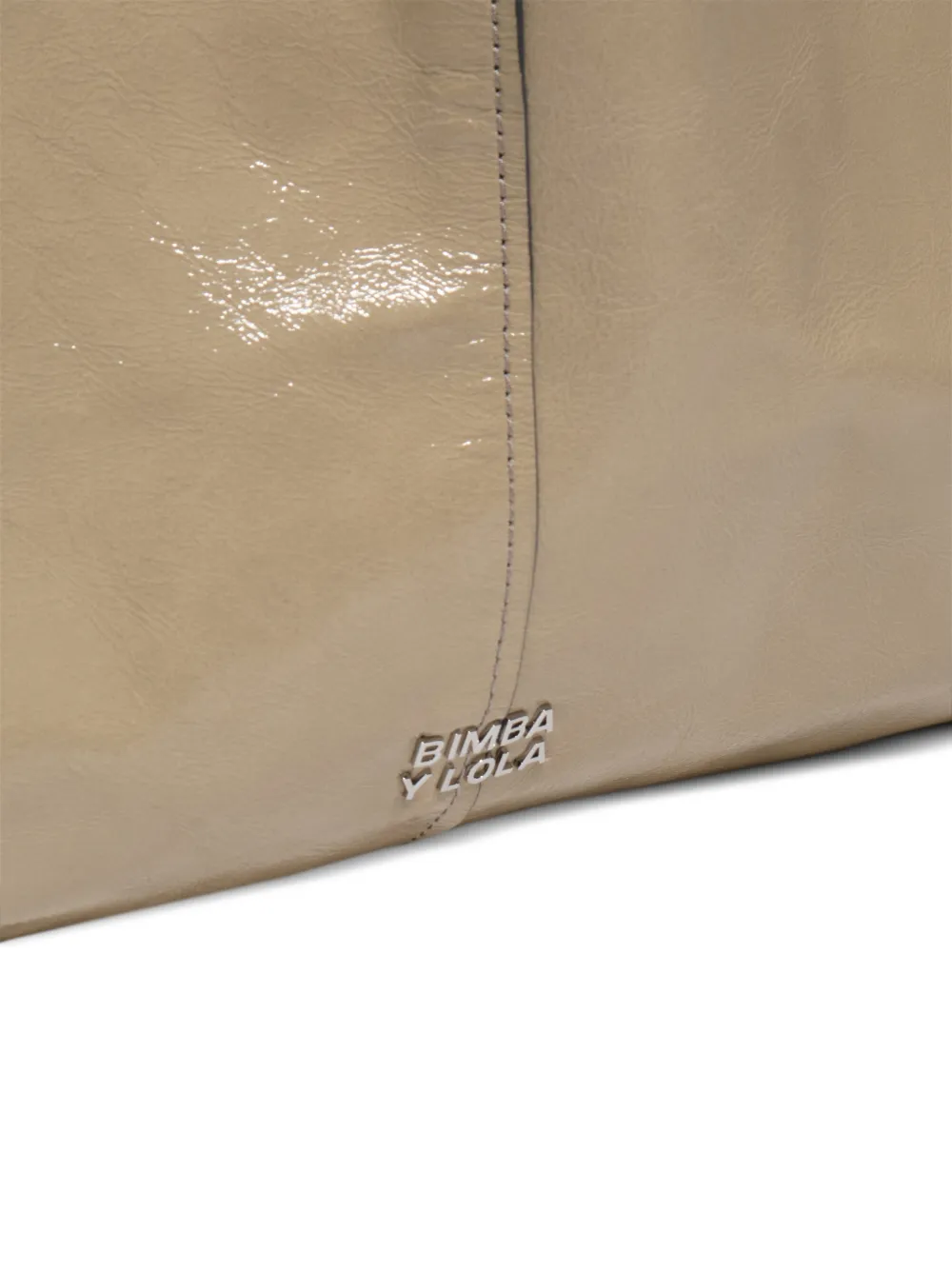 BIMBA Y LOLA Shiny Sage leren maxi-shopper Beige