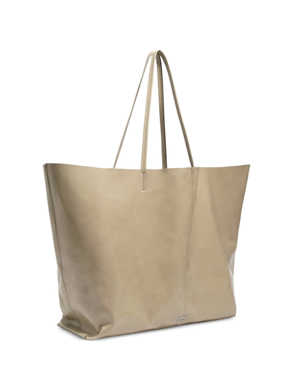 BIMBA Y LOLA Shiny Sage leren maxi-shopper Beige