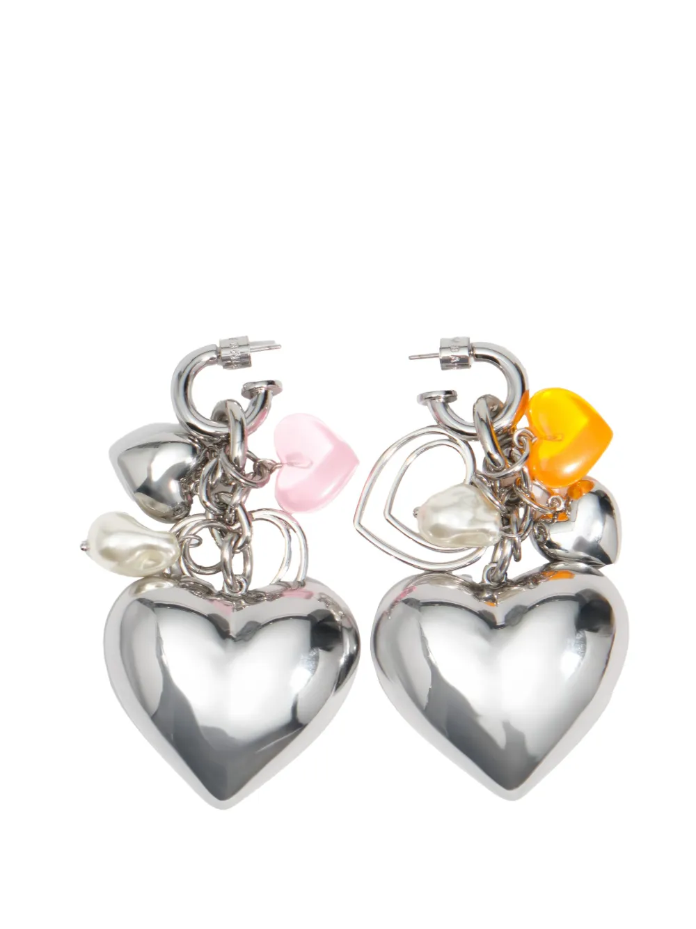BIMBA Y LOLA boucles d’oreilles argentées à breloques cœurs