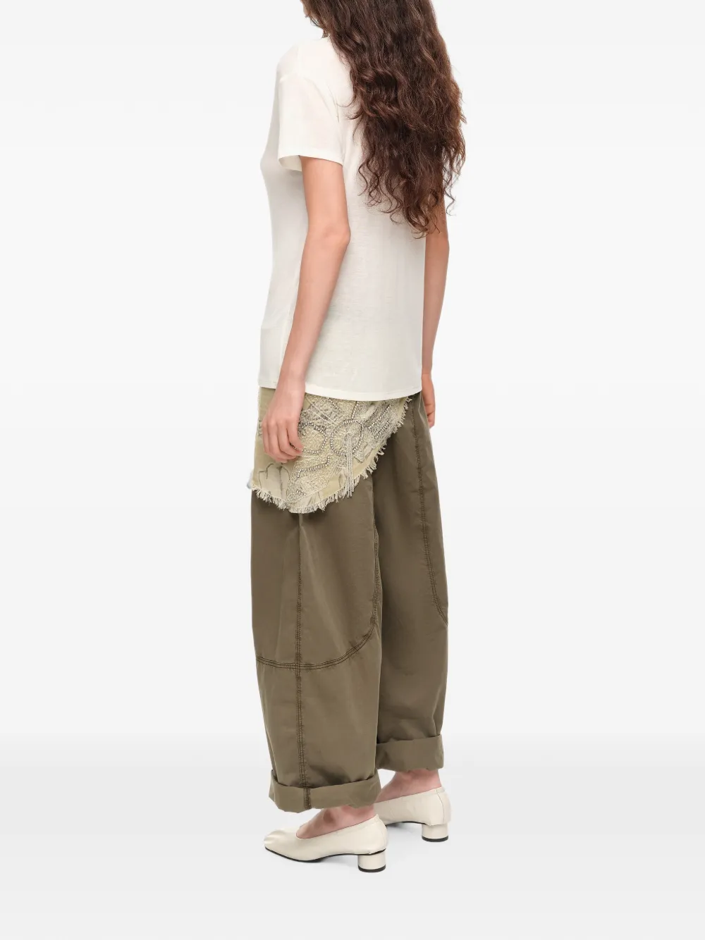 BIMBA Y LOLA ivory fluid V-neck T-shirt Wit