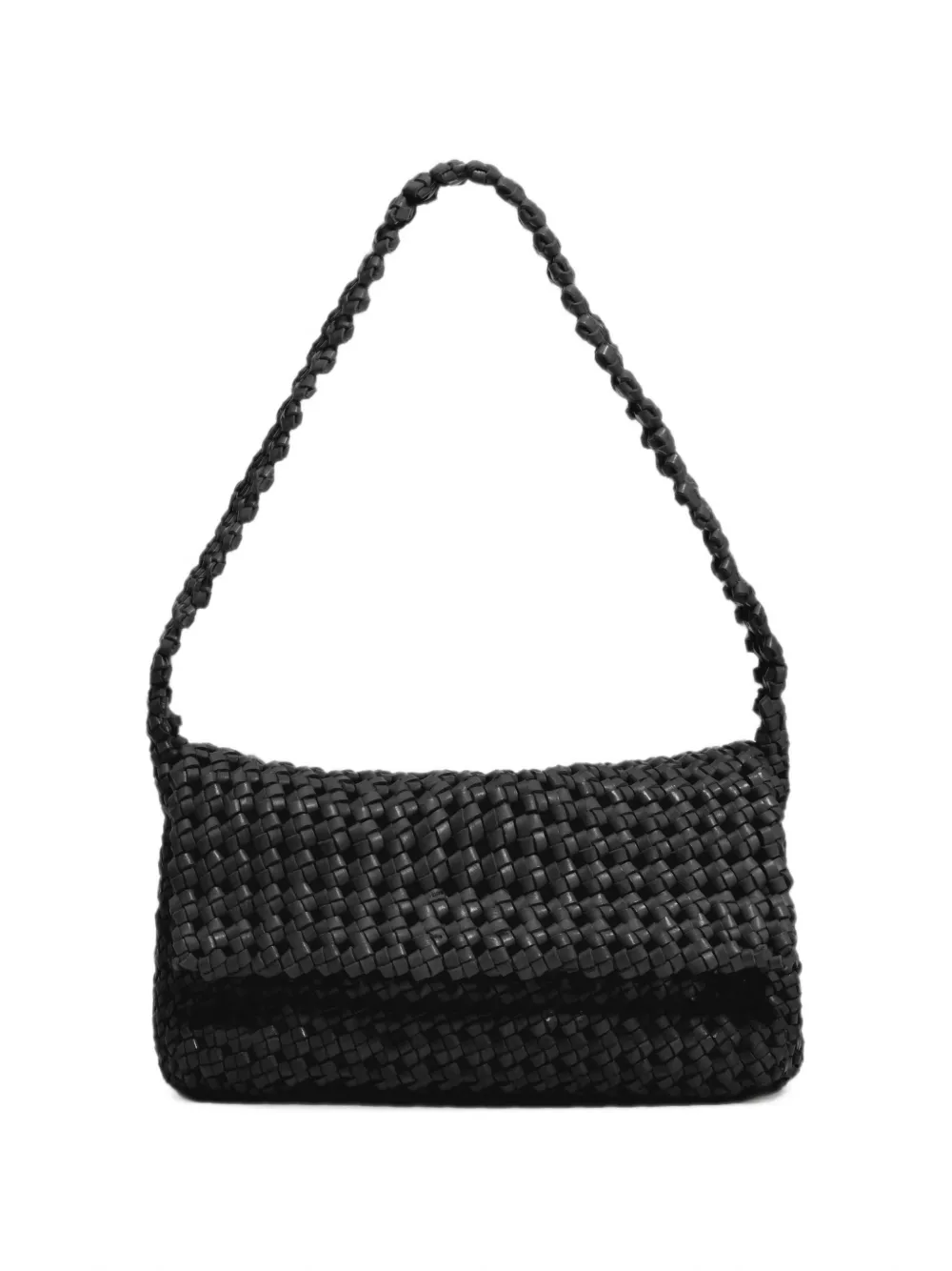 BIMBA Y LOLA medium black plaited leather hobo bag · OS