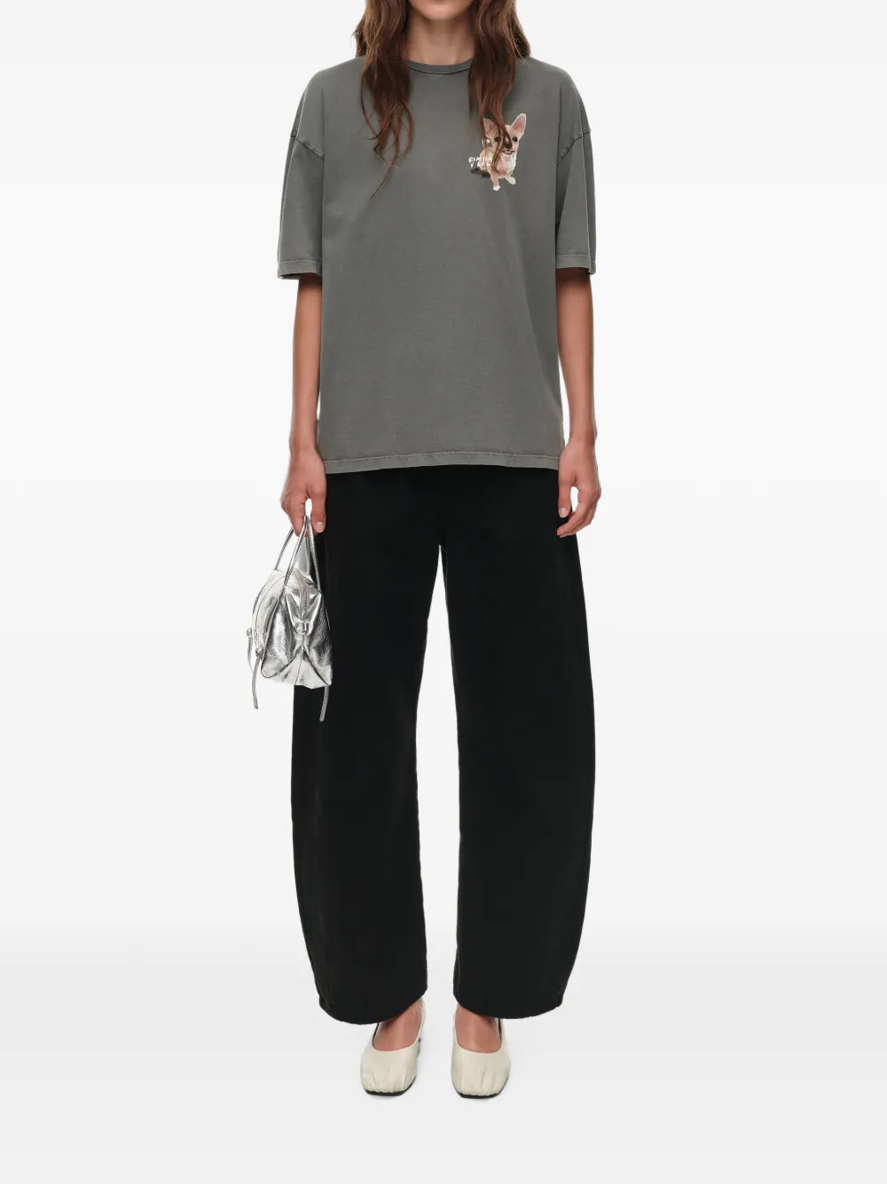 BIMBA Y LOLA Chihuahua T-shirt met logo en verwassen-effect Grijs