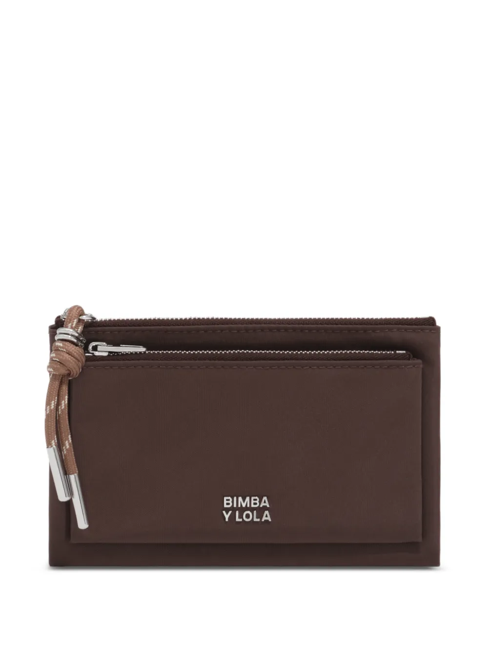 BIMBA Y LOLA mocha nylon pocket wallet - Marrone