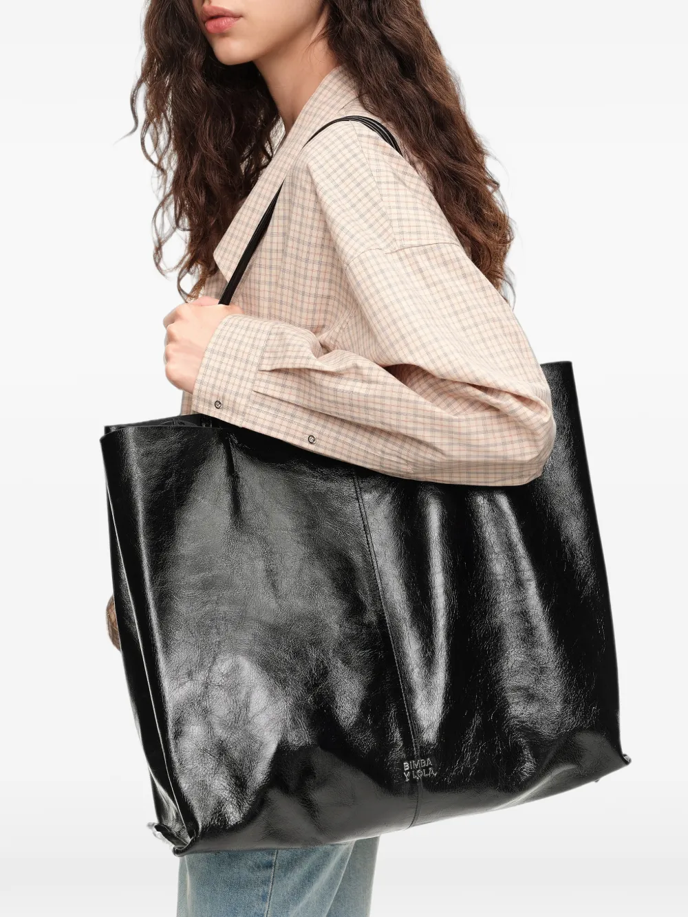 BIMBA Y LOLA Maxi-shopper van glanzend leer Zwart