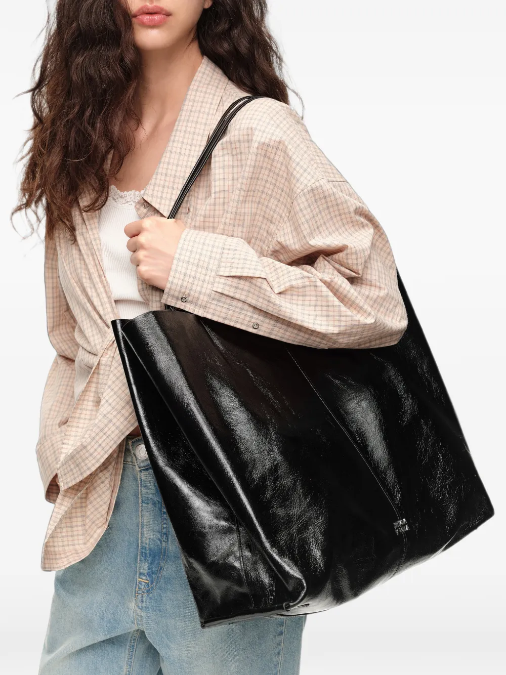 BIMBA Y LOLA Maxi-shopper van glanzend leer Zwart