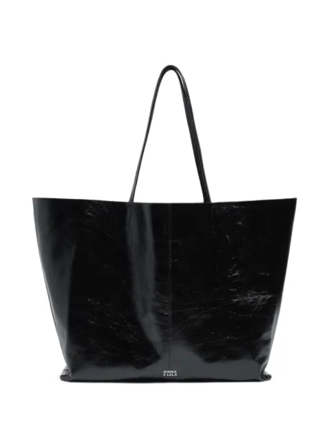 BIMBA Y LOLA shiny black leather maxi shopper bag
