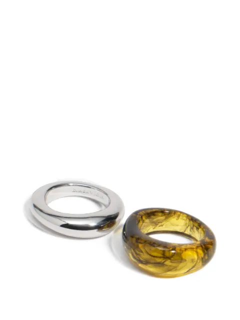 BIMBA Y LOLA set of 2 olive and silver amber-effect resin rings