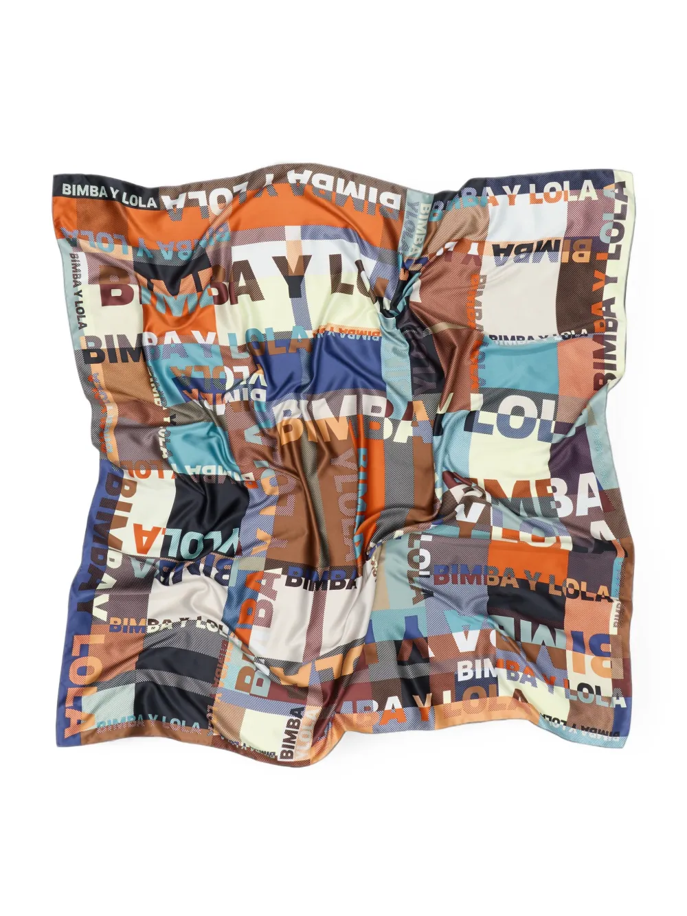BIMBA Y LOLA Sjaal met tartan-ruit en logo Bruin