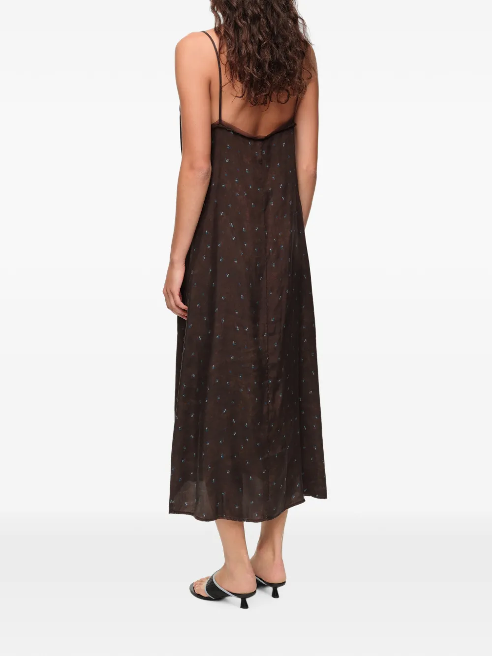 BIMBA Y LOLA Romantic Sweet jurk met bloemenbandje en knoopsluiting Bruin