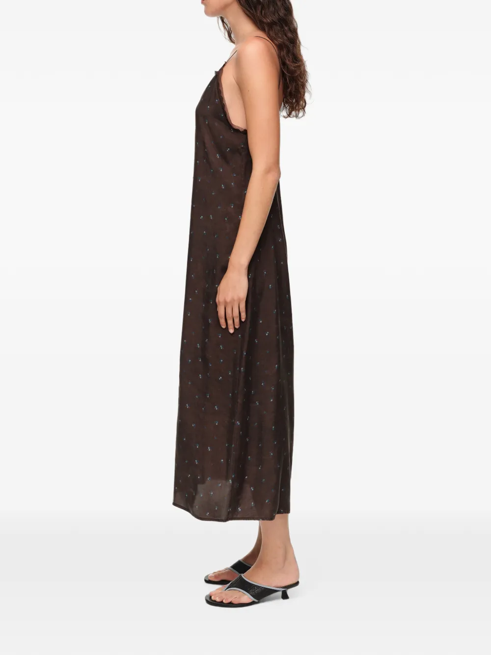 BIMBA Y LOLA Romantic Sweet jurk met bloemenbandje en knoopsluiting Bruin