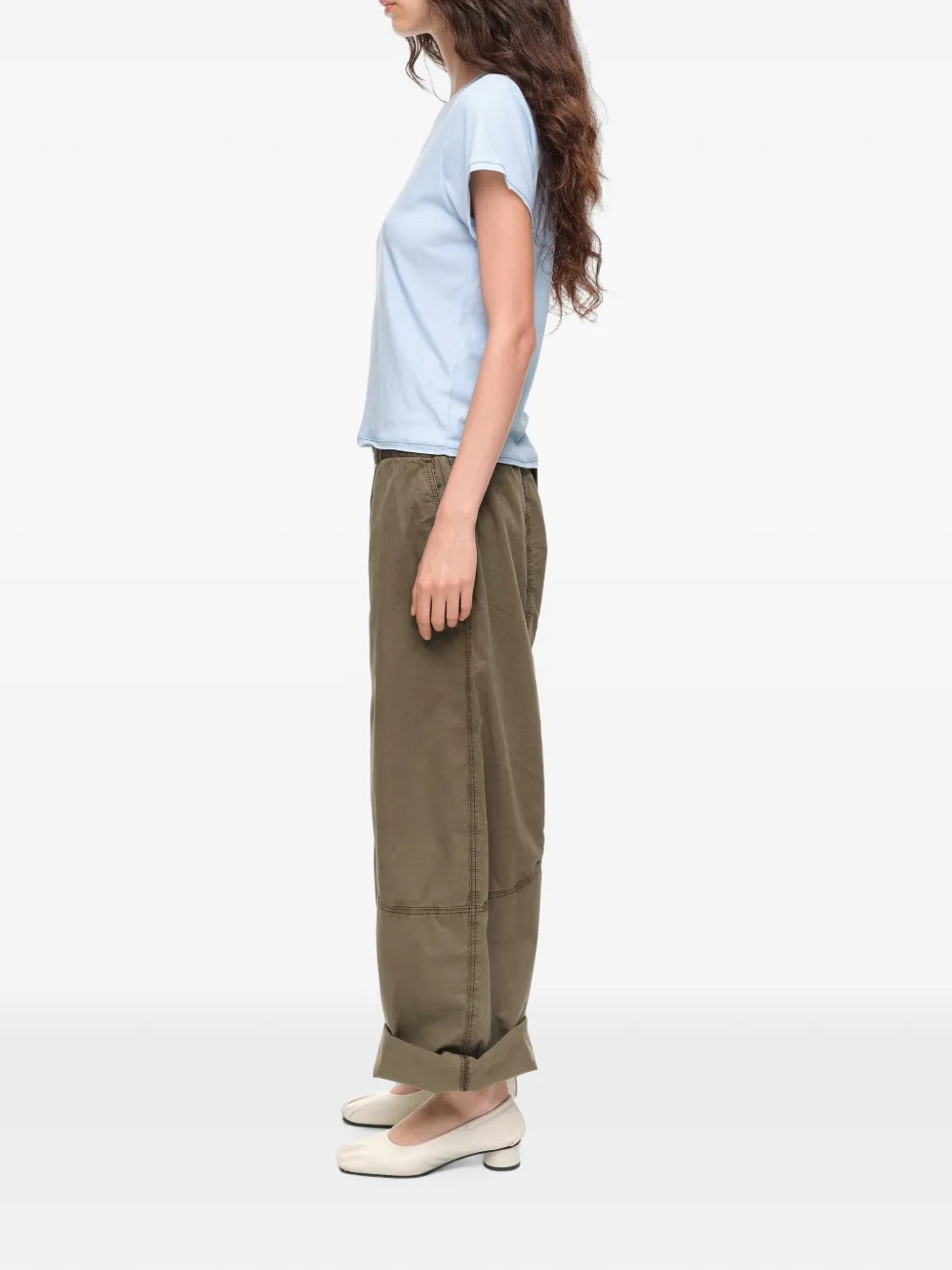 BIMBA Y LOLA khaki jogger trousers with decorative stitching Groen
