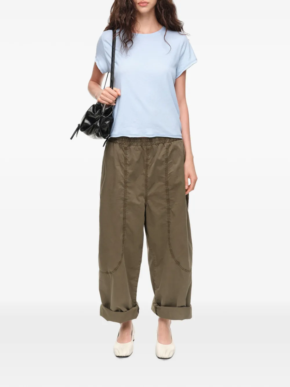 BIMBA Y LOLA khaki jogger trousers with decorative stitching Groen