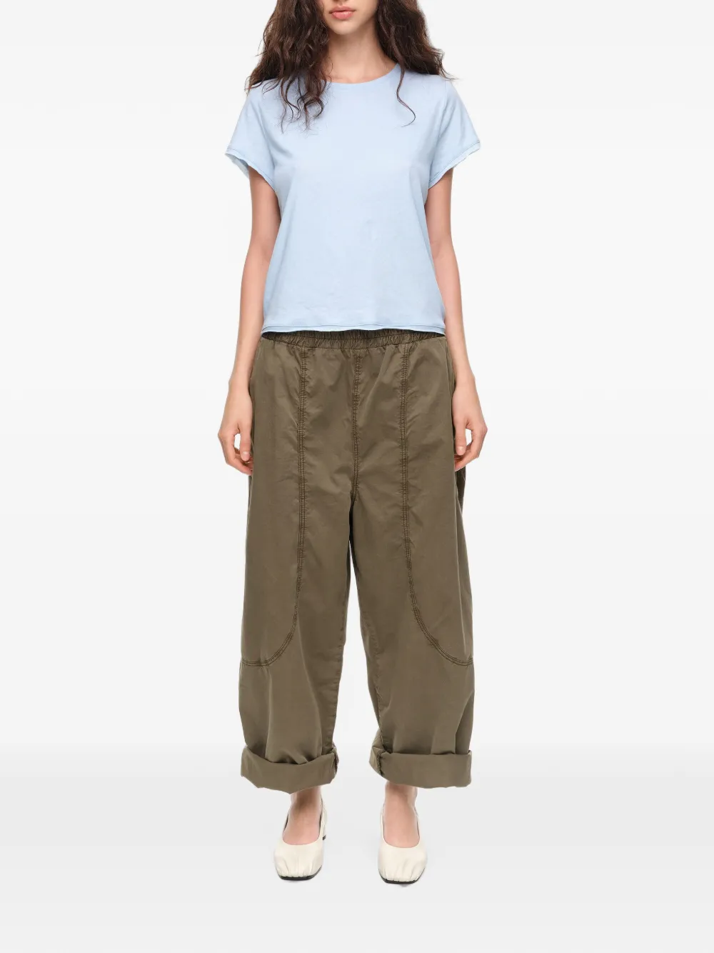 BIMBA Y LOLA khaki jogger trousers with decorative stitching Groen