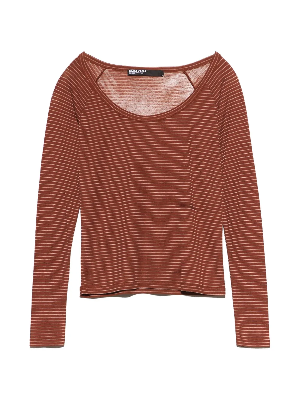 BIMBA Y LOLA t-shirt ajusté en lin à rayures marron