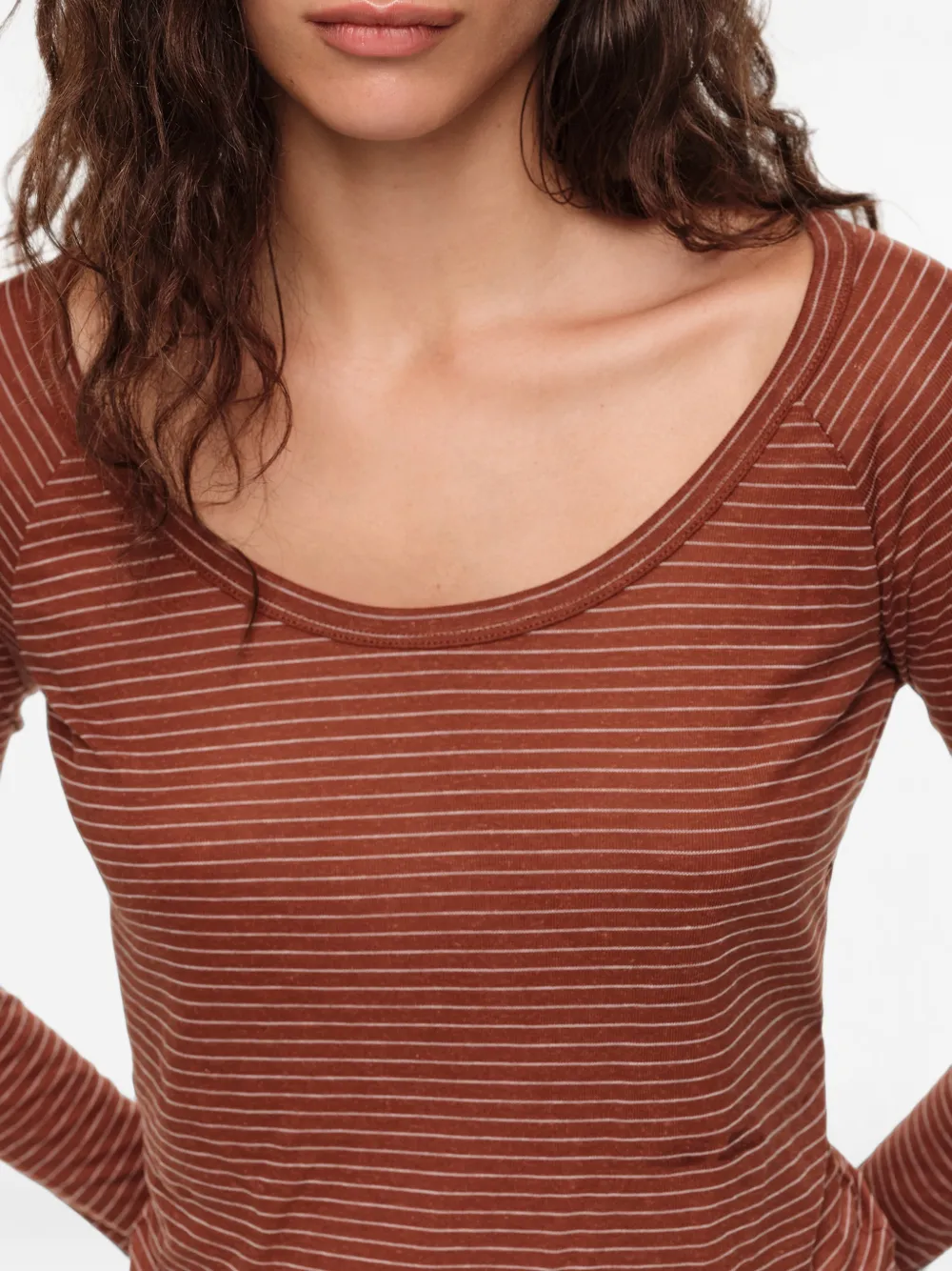 BIMBA Y LOLA Linnen T-shirt met strepen Bruin