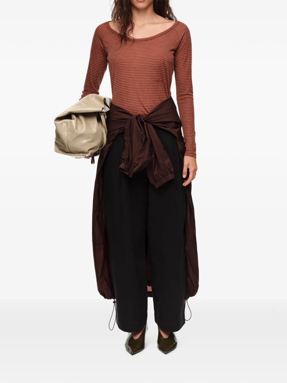 BIMBA Y LOLA Linnen T-shirt met strepen Bruin