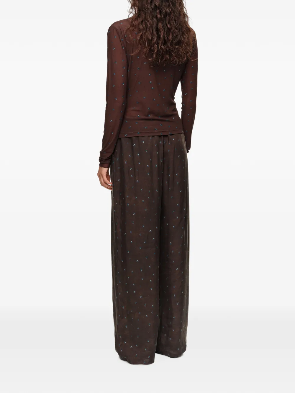 BIMBA Y LOLA Romantic Sweet gesmockt T-shirt met bloemenprint Bruin