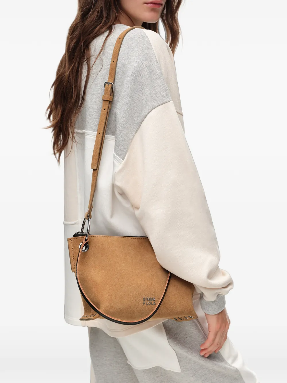 BIMBA Y LOLA Medium Trapecio suède tas Beige