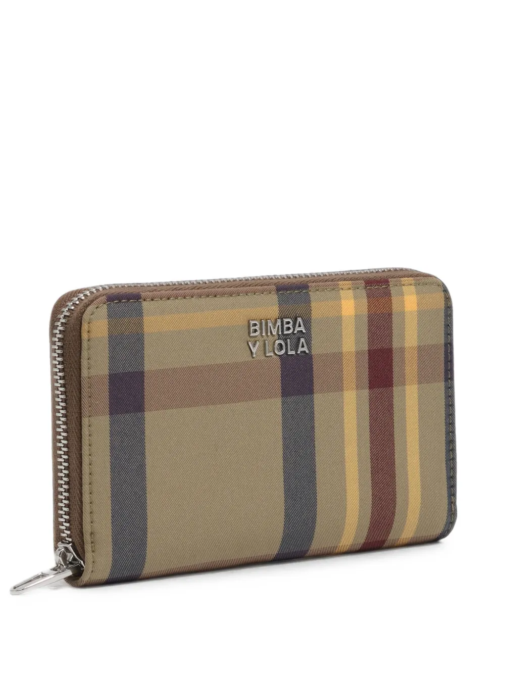 BIMBA Y LOLA medium khaki and garnet tartan jacquard wallet - Toni neutri
