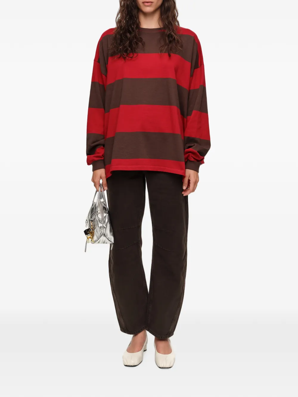 BIMBA Y LOLA Oversized T-shirt met strepen Rood