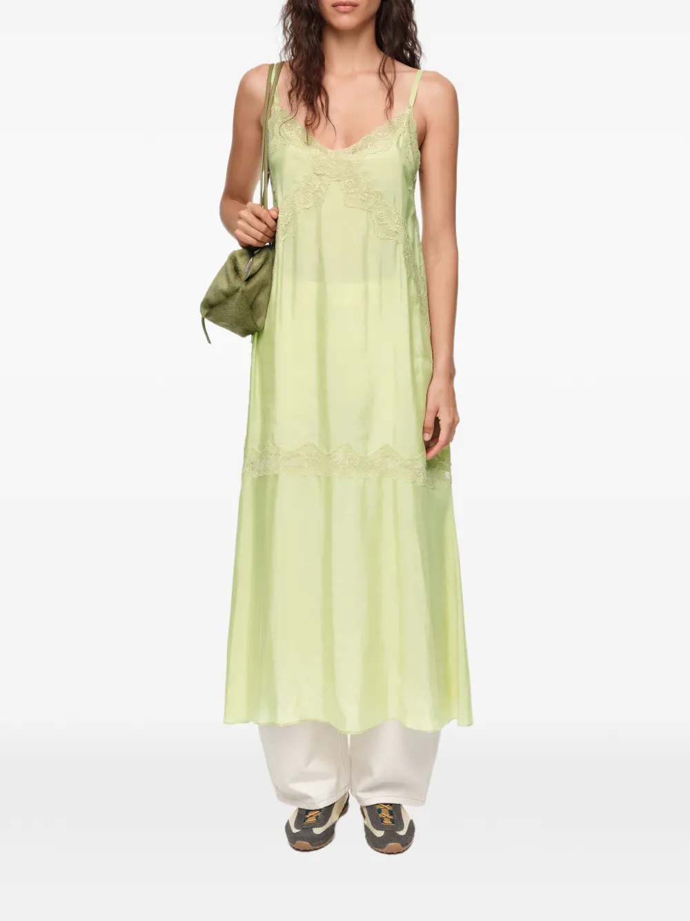 BIMBA Y LOLA Jurk met kanten afwerking Groen