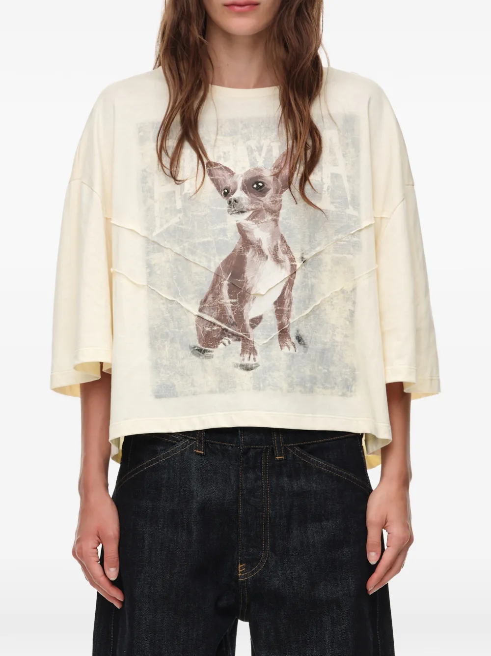 BIMBA Y LOLA Chihuahua boxy T-shirt Beige
