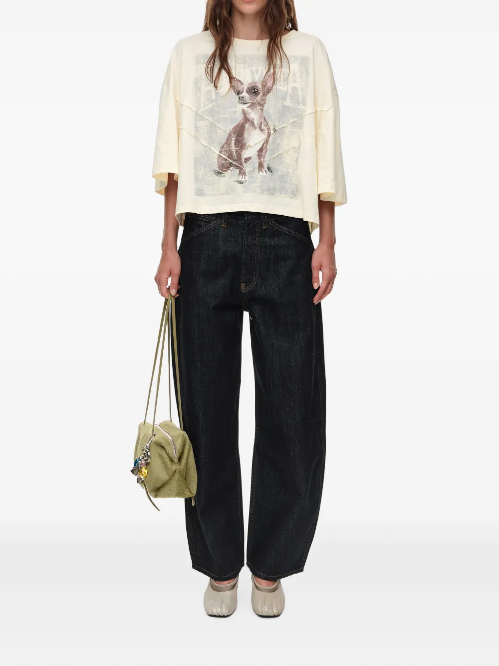 BIMBA Y LOLA Chihuahua boxy T-shirt Beige